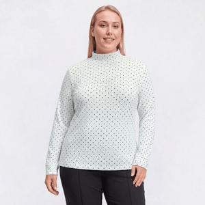 Plus Size Hasting & Smith Long Sleeve Mock Neck Dot Tee